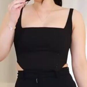 Zara square neck cropped corset tank